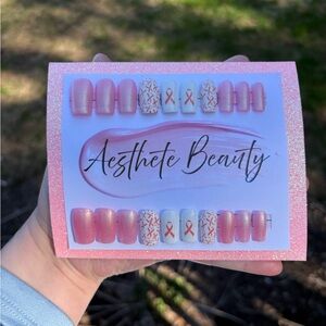 Pink Ribbon Press-On Nail Set